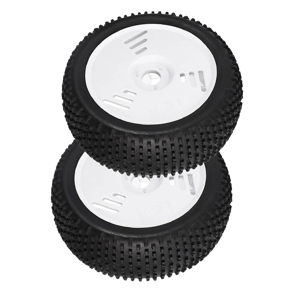 1 Pair RC 1:8 Off-Road Car Tire with Wheel Rim for  VP-PRO ZDRacing HPI FS White+Black