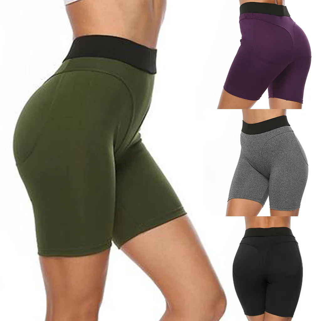 

Women Sexy Yoga Shorts High Waist Slim Solid Short Leggings Sport Fitness Shorts High Elastic Breathable Running Training #C3