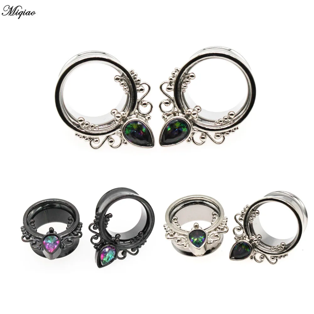 Miqiao 2pc Stainless Steel Ear Plugs And Tunnels Ear Piercings Oreja Double Ear Gauges Ear