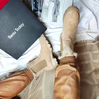 BeauToday Snow Chelsea Boots Women Suede Leather 2022 Hot latform Fur Boots Round Toe Ladies Warm Winter Shoes Handmade C08206 - Image 3