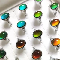 Wholesale 20/50pcs/lot Oval Shape Mood Ring Emotion Feeling Temperature Changing Color Rings Women Men Vintage Bulk Jewelry 2