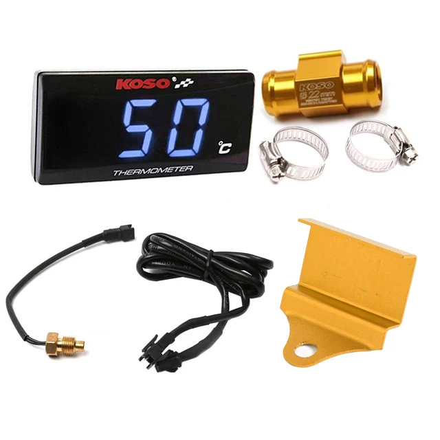 Blue Light 22mm Gold SMOK универсальный мотоцикл температура воды цифровой дисплей метр Датчик золотой адаптер кронштейн для KOSO черный 22 мм 18 мм - Цвет: Blue Light 22mm Gold