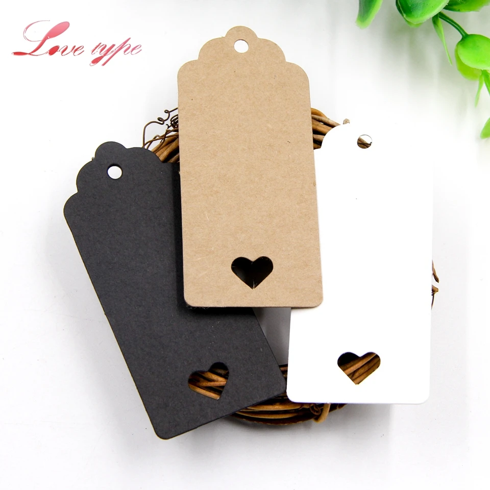 Etiquetas de papel Kraft para manualidades, etiquetas de amor huecas, tarjeta, etiqueta colgante, Nota de boda, precio en blanco, Insumos para envolver regalos Kraft, 50 Uds.