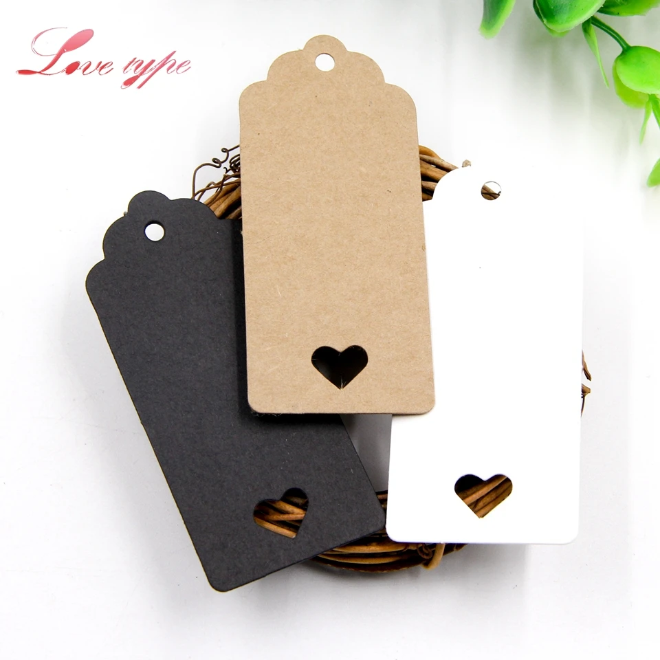 50Pcs Kraft Paper Handmade with Love Tags Craft Party Blank Card Wedding Decor 