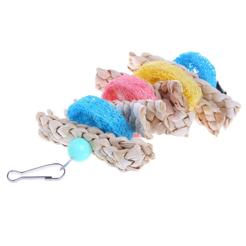 Люфа+ кукурузные хлопья, игрушки для домашних животных, попугай, волнистый попугай, жевательные для клетки, укусы, качели, игрушки, подвесная игрушка, твист, струна