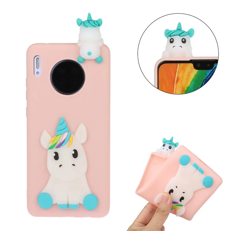 Cartoon Unicorn Case For Huawei Mate 30 Pro Lite Mate30 Back Cover Lovely Soft Silicone 3D Doll Toys Phone Coque | Мобильные
