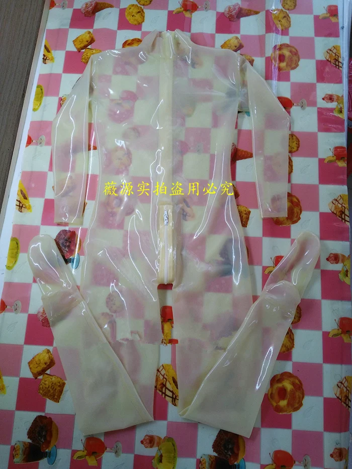 Handmade-Transparent-Brown-Men-Latex-Catsuit-Rubber-Bodysuits-Socks-with-Back-Crotch-Zipper-8