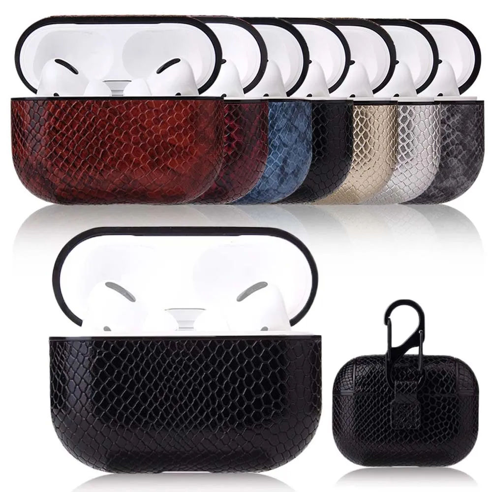 

Snake Skin Case For Airpods Pro Case PU Leather TWS Earphone Case for Airpods Pro Shockproof Protective Cover for Air pods snake