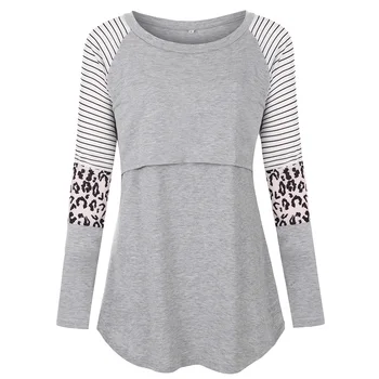 Striped Sleeved Nursing Tops for Mothers