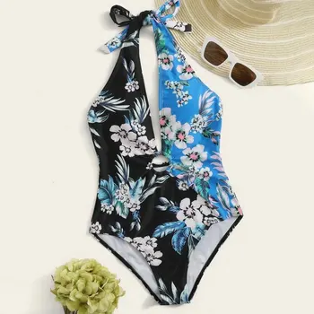 

2020 New Sexy Fashion Hollow Printed One-piece Bikini Swimsuit