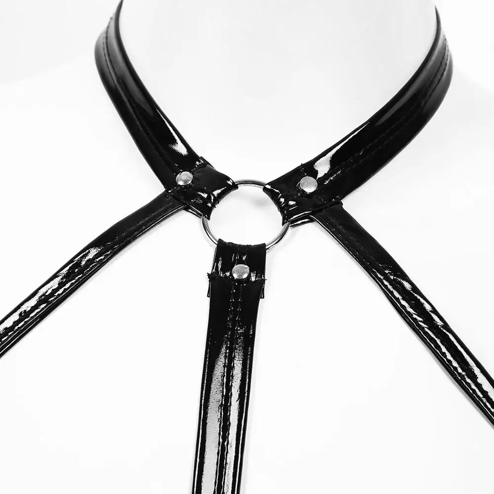 Women Bra Porno Open Cup Latex Lingerie Sexy Halter Backless Wire-free Unlined Bralette Vest Wet Look Patent Leather Bustier Top Erotic Lingerie