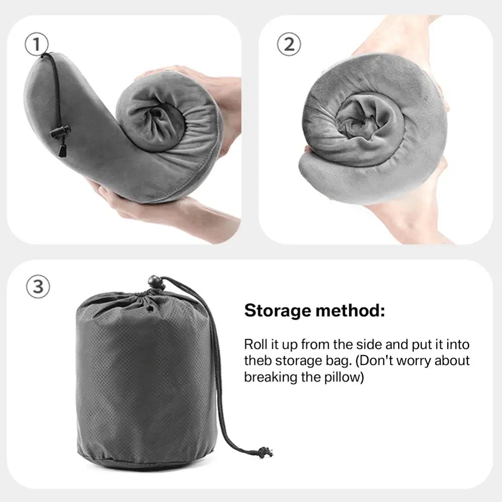 Дорожная подушка для шеи, набор u-образных подушек для шеи с эффектом памяти, мягкий медленный отскок, шейный затылочный медицинский однотонный с сумкой для хранения