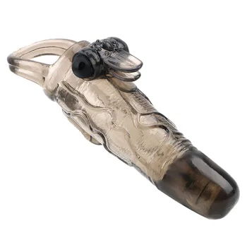 IKOKY Cock Enlargement Condom For Men Reusable Penis Extender Delayed Ejaculation Adult Sex Toy Man Double Vibrator Penis Sleeve 5