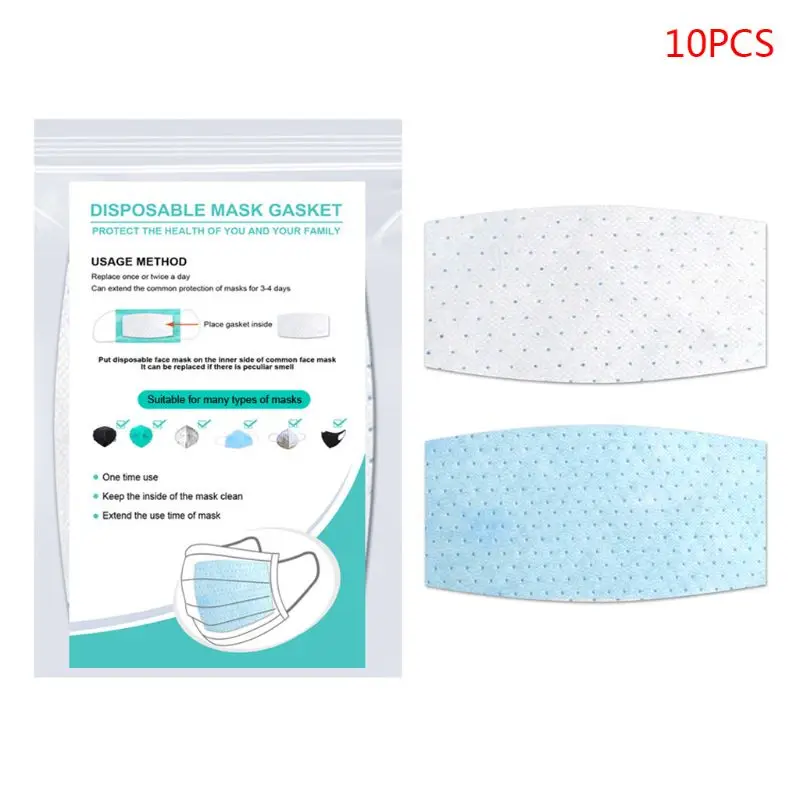 

10Pcs 3 Layers Non-Woven Disposable Mask Pad Anti-Haze PM2.5 Dustproof Gasket Breathable Protective Respirator Filter Cushion