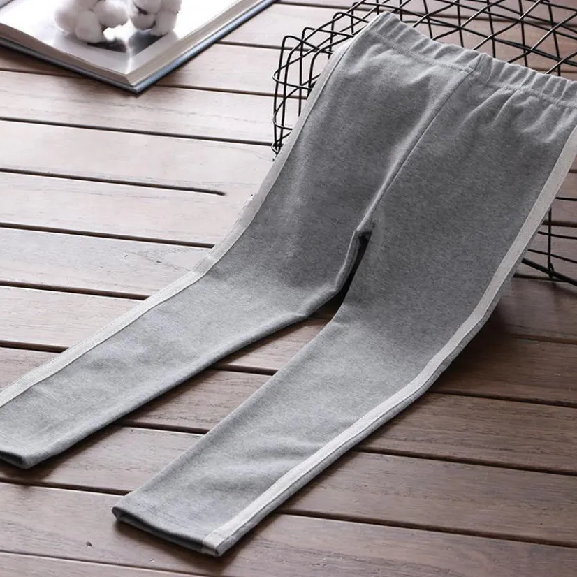 Брюки для девочек с полосками сбоку спортивные Леггинсы маленьких мальчиков и на