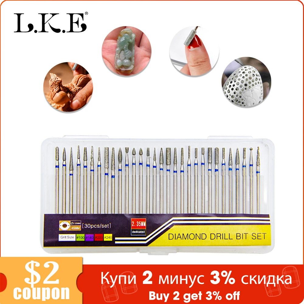 

LKE Cutter For Manicure Diamond Nail Drill Bit Set Milling Cutter Rotary Cutter Clean Files for Electric Nail Drill Accessory