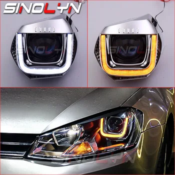Sinolyn 하이구성 개조 키트, VW 골프 7 2013 오리지널 헤드라이트 업그레이드 DRL LED 헬라 3R G5 Q5 프로젝터 렌즈용