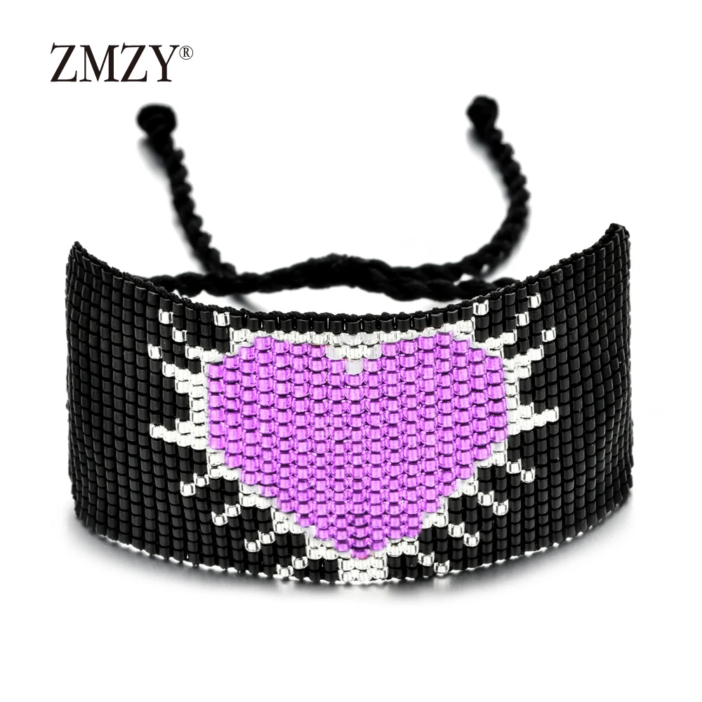 ZMZY Boho браслет ручной работы в форме сердца Miyuki браслет из бисера женский модный широкий регулируемый плетеный дружбы плетеный браслет