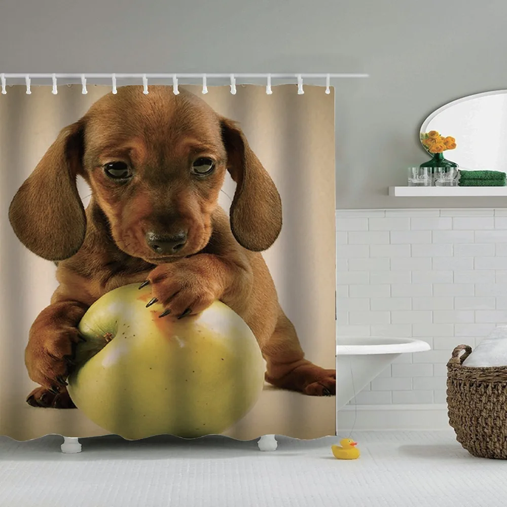 Aniamal собака 3D занавеска для душа с принтом мультфильм полиэстер ткань для ванной Шторка для ванной Водонепроницаемый моющийся Душ шторы