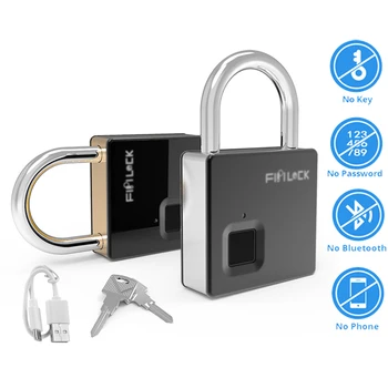

IP65 Waterproof Anti-Theft Security Padlock Smart Lock Keyless Fingerprint Lock Door Luggage Case Lock with Key & Cable