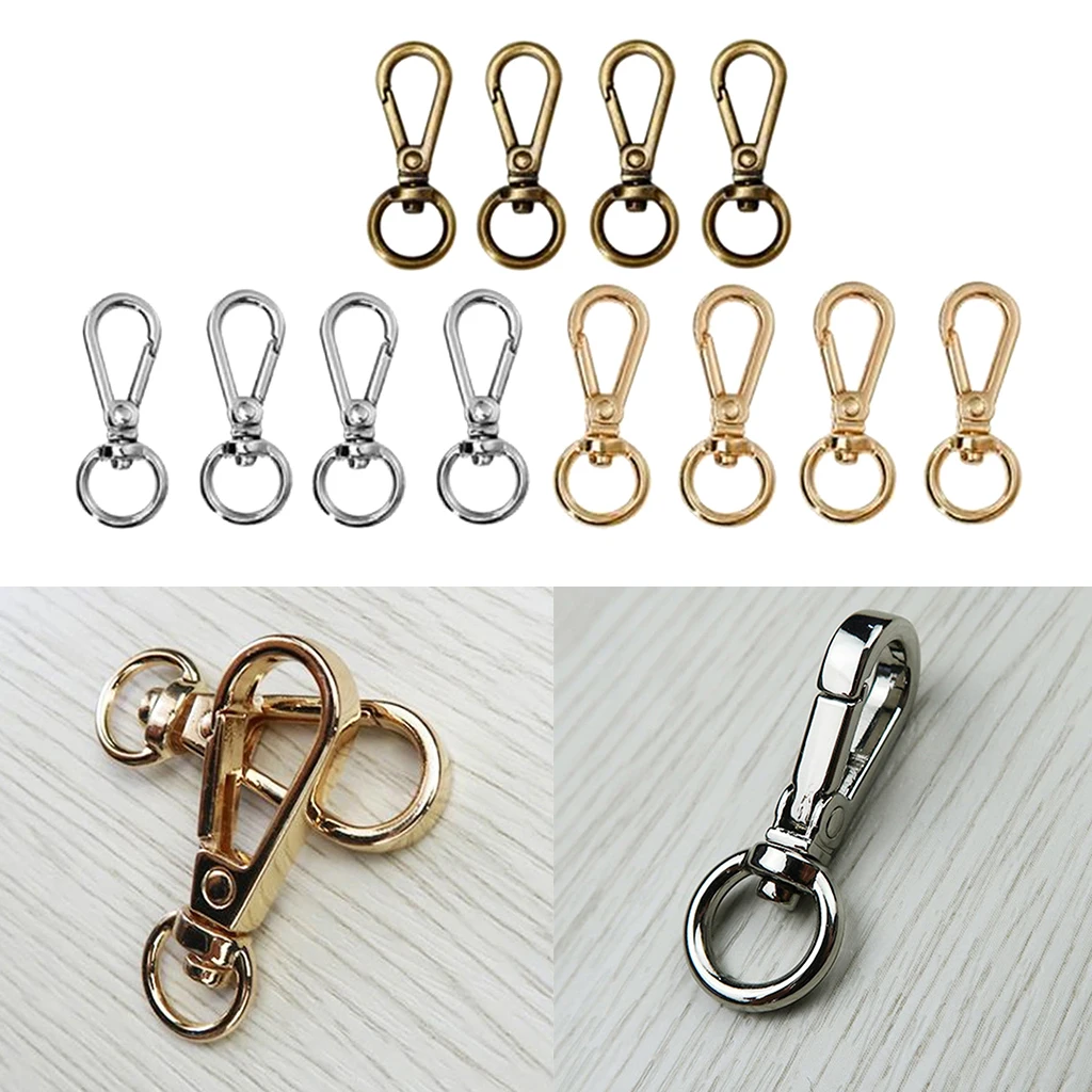 12PCS 360&deg; Swivel Lobster Clasps Clips Snap Hook Craft Handbag Key Accessory