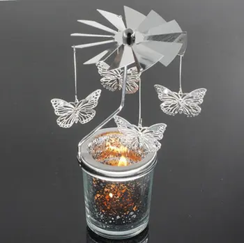 

Snowflake Rotation Candlestick Butterfly Candle Holders Tea Light Holder DIY Party Table Desk Decor Holiday Christmas Gift