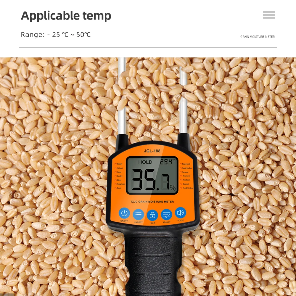 Digital Grain Moisture Meter JGL-188 Hygrometer with Measuring Probe For Corn Wheat Rice Bean Peanut Sorghum Humidity Tester tube micrometer