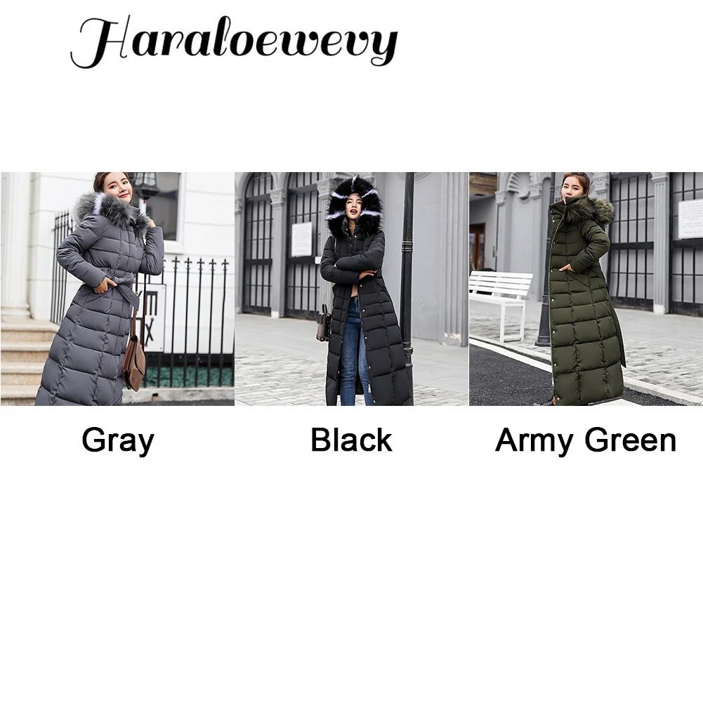 Winter Women Down Jacket Long Hooded Fashion Snow Clothing Warm Cotton-padded Long Sleeve Parkas Down Coat For Female#734