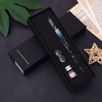 

Glass Pen Starry Sky Set Dip Pen Stationery Gift Box Pen Color Ink Dip Pen Christmas Pen Gift Transparent Pen