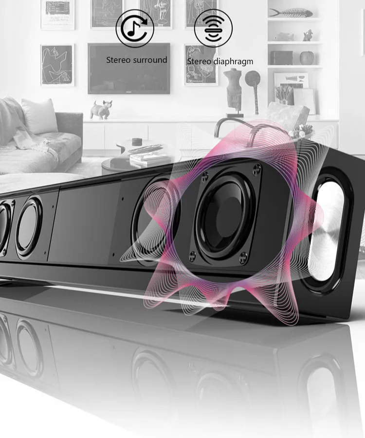 Беспроводной Саундбар 20 Вт Bluetooth динамик HiFi качество звука объемный динамик звуковая панель Поддержка TF карта ipad ТВ ПК телефон DVD Звук