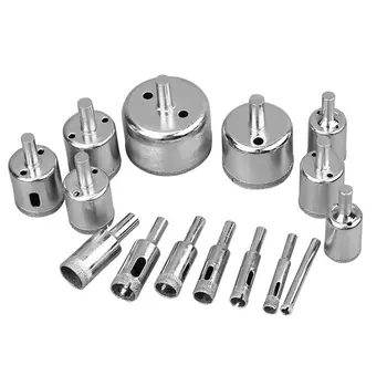 

15pcs Diamond Coated Drill Bit Set Tile Marble Glass Ceramic Hole Saw Drilling Bits For Power Tools Kit 6mm-50mm