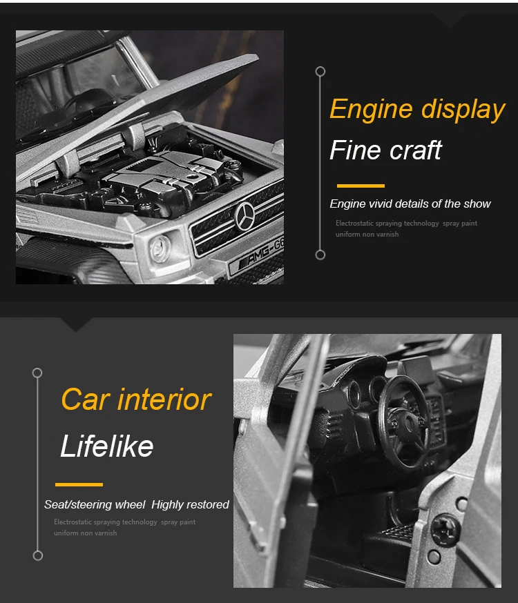 1/32 литые модели автомобилей игрушки G63 6WD AMG желтая модель автомобиля с имитацией Автомобильная подвеска внедорожник игрушка для мальчика