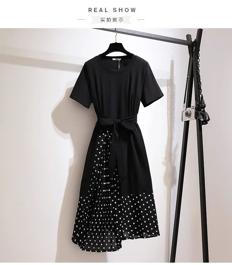Vestidos Mujer Real Ukraine Vadim Transfortegy Large Womens Dress 2020 Korean New Slim Wave Point Thin Waist Long Sleeve 61471 