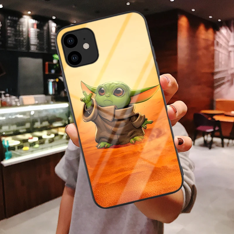 Baby Yoda, милый мультяшный роскошный мягкий чехол для телефона из закаленного стекла, чехол для iPhone X 6 6s 7 8 Plus XR XS 11 Pro Max