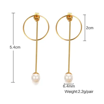 

FNL SWN31 arrival fashion jewelry birthday gift rose color with stone big 54mm white Pearl Simple titanium steel earring