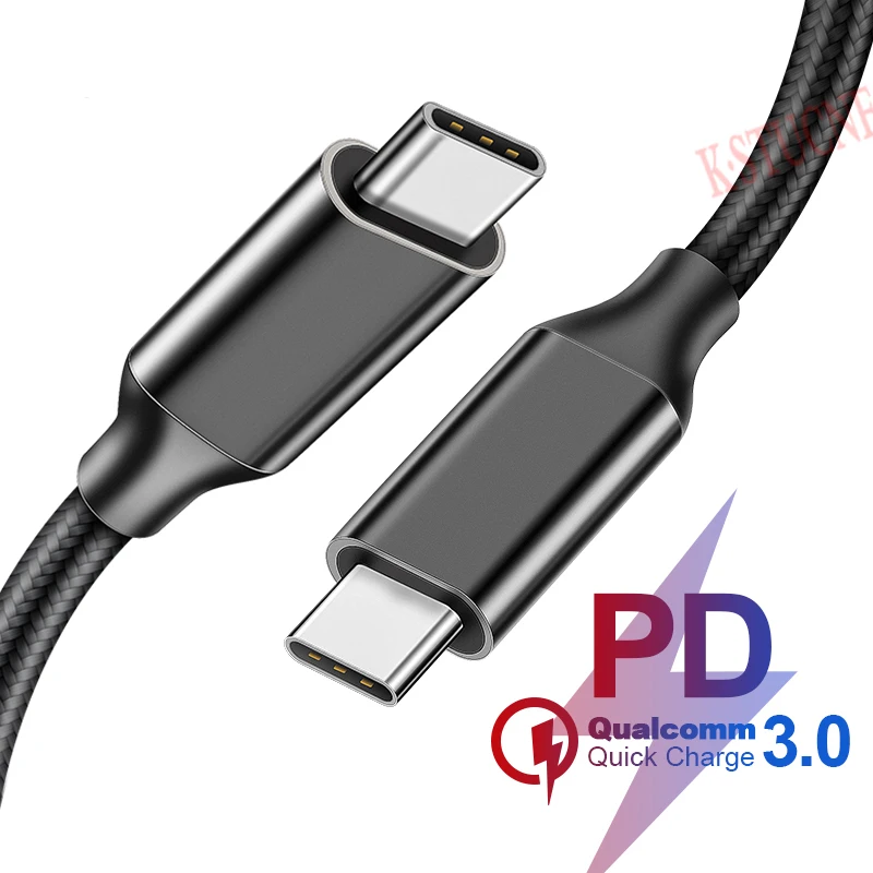 USB C кабель type C to type C PD 3,1 Кабель зарядного устройства для samsung galaxy S10 S9 S8 Xiaomi mi 9 Red mi K20 3A быстрое зарядное устройство провод Usb C - Цвет: Черный