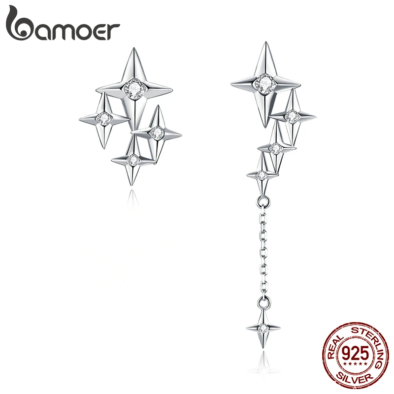 Женские серьги из стерлингового серебра 925 пробы bamoer модные гипоаллергенные в Звездном стиле