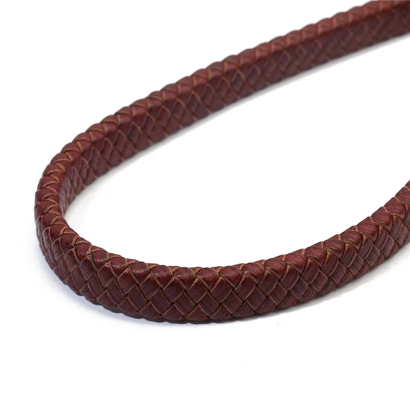 1 ярд/лот ширина 10 мм 12 мм плетеный шнур из натуральной кожи фурнитура для браслета плоская кожаная веревка нить для изготовления ювелирных изделий своими руками