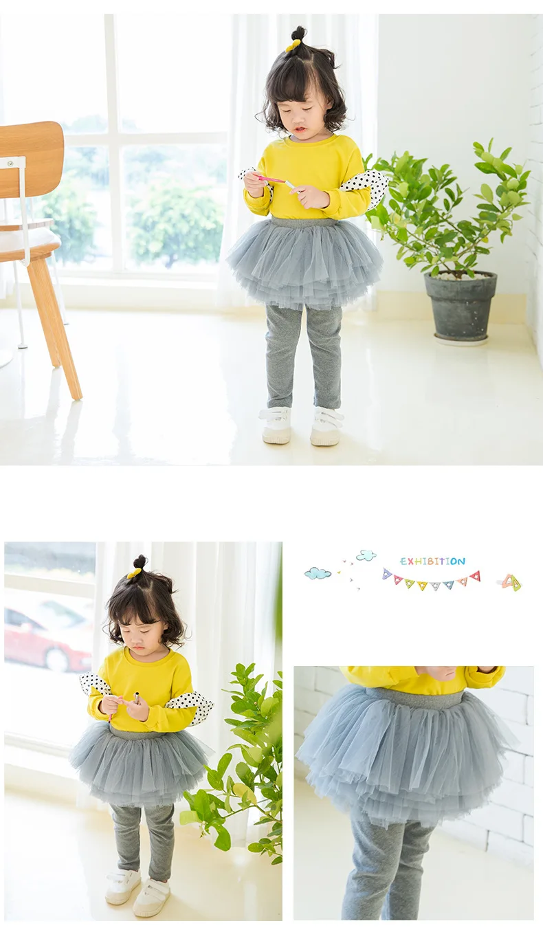 Toddler Girl Pants Korean Casual Mesh Skirt Skinny Pants Autumn New Arrival Kids Leggings 1 2 3 4 5 Years Toddler Girls Culottes