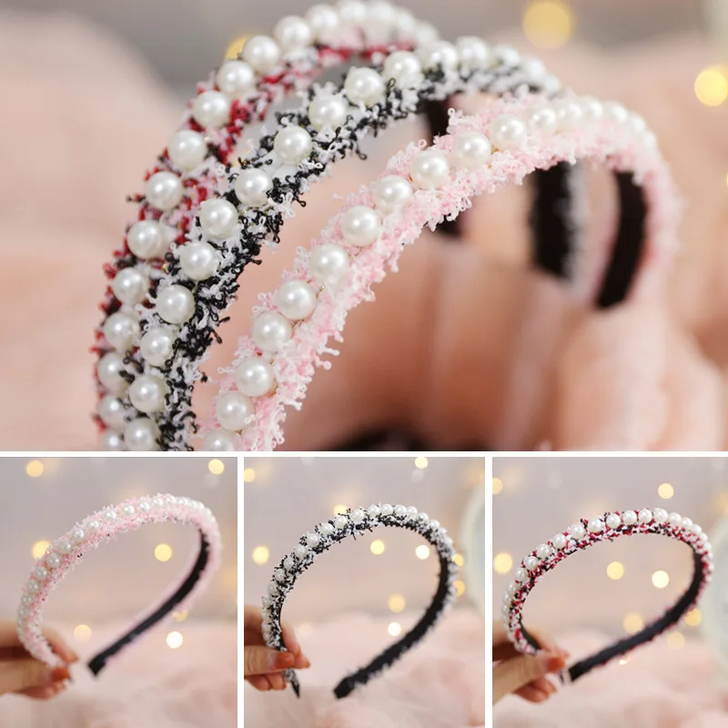 

Boutique ins 15pcs Fashion Royal Pearl Hairbands Felt Fairy Hair Sticks Princess Headwear Photography Hair Accessories