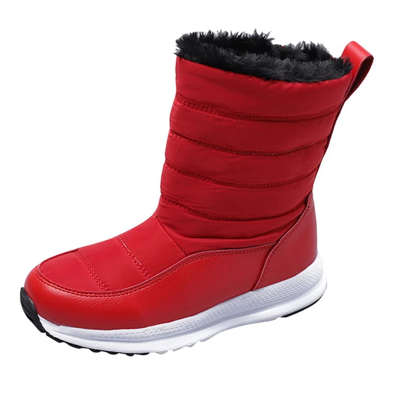 

SAGACE Classic Women Winter Boots Mid-Calf Snow Boots Female Warm Fur Plush Slip-On Round Toe High Quality Botas Mujer Size 1107