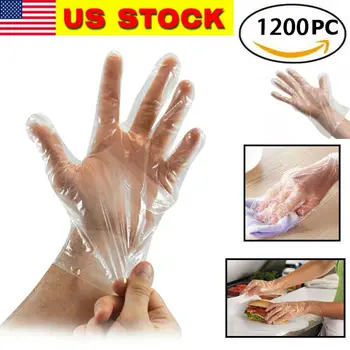 

300-1200 PCS Plastic protective Clear Disposable Gloves Food Cleaning Catering Beauty Antivirus Bacteria