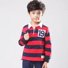 Коллекция года, Весенняя Детская рубашка-поло с отложным воротником и длинными рукавами для мальчиков