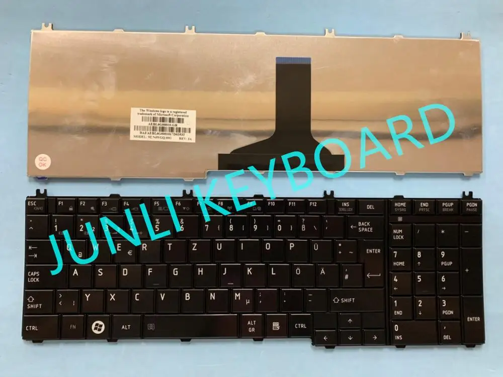 JUNLI клавиатура для Toshiba Satellite C650 C655 C660 C670 C675 L650 L750 L755 9Z. N4WGQ. 00G AEBL6G00010-GR Пособия по немецкому языку глянцевый черный