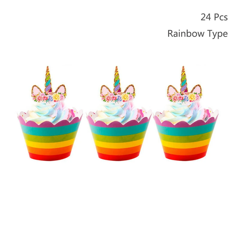 Rainbow 24 шт Радуга Украшения для капкейков детская игрушка в ванную уп декор для детского дня рождения 3 ярусный торт подставка Радуга вечерние свадебные принадлежности - Цвет: Rainbow