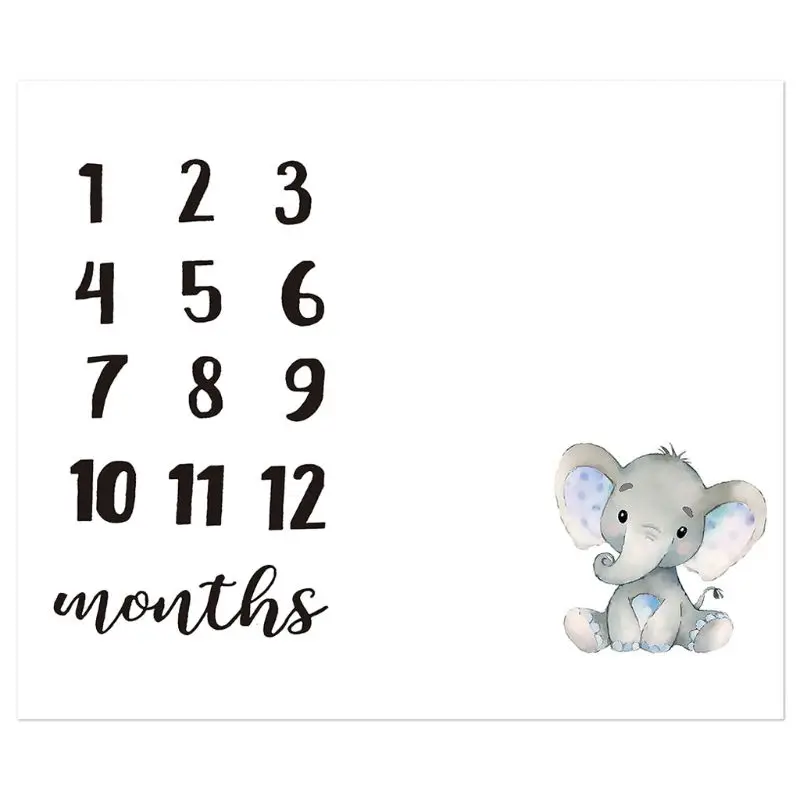 Baby Monthly Record Growth Milestone Blanket Newborn Cute Animal Pattern Cloth Dropshipping 5