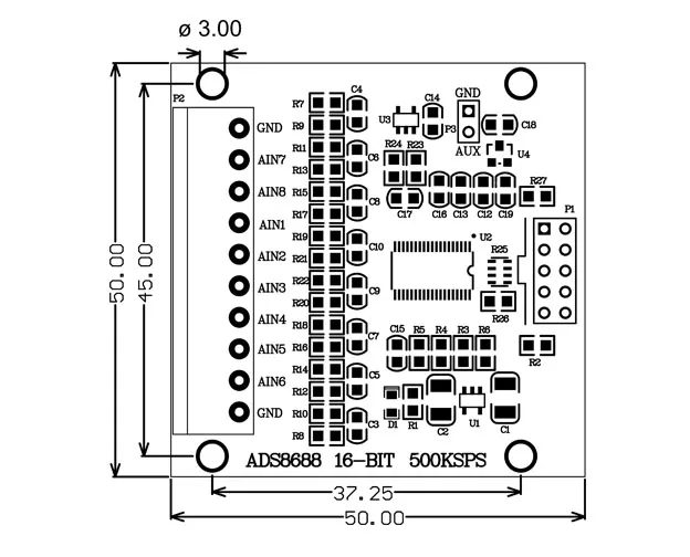 ADS8688 AD 16-bit 500kSPS single/bipolar input 8-channel SAR/ADC data acquisitio