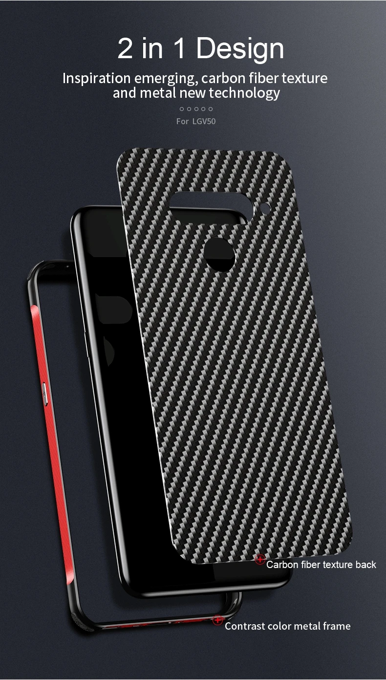 Жесткий чехол для телефона LG V40 V50 G7 G8s текстура углеродного волокна металлический бампер крышка Анти-падение 360 ° полная защита Coque V40 V50 G7 G8