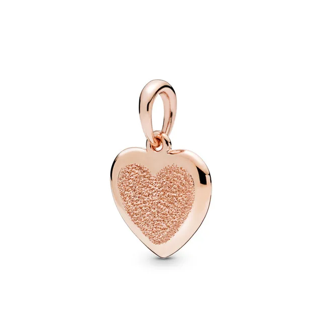 

100% 925 Sterling Silver New 2019 Spring 387926 Rose Matte Heart Necklace Pendant Jewelry Free Shipping