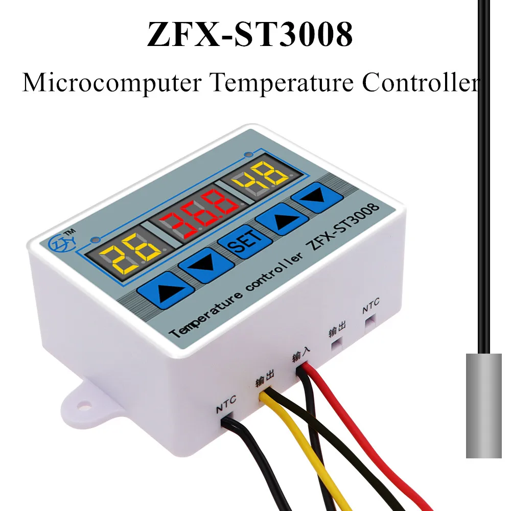 ZFX-ST3008 microordenador controlador de temperatura termostato inteligente controlador de tiempo ajustable NTC10K medición input40 % off